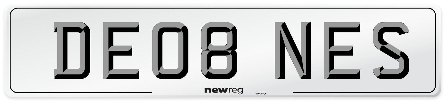DE08 NES Number Plate from New Reg